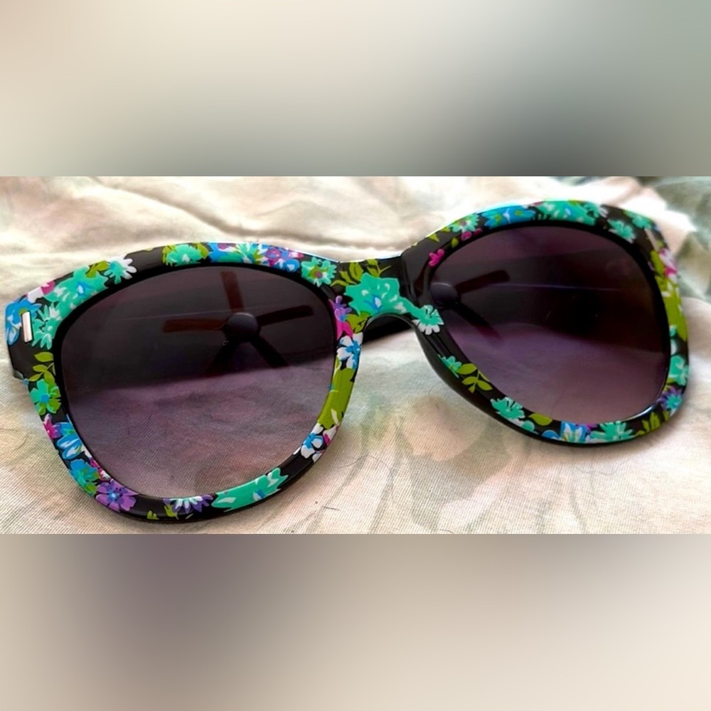 Unbranded Blue Green Ladies’ Women’s Floral Multicolor Y2K Fashion Sunglasses